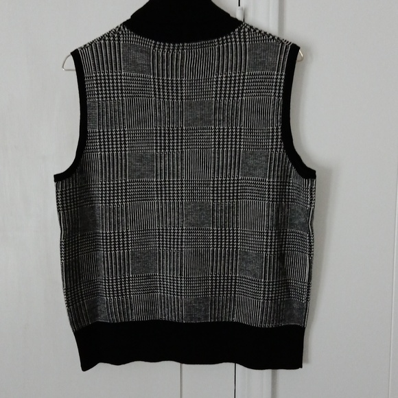 Pendleton Sweater: Classic Herringbone Black White Sleeveless Turtleneck Size L - Picture 4 of 6